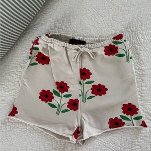 The Animals Observatory Girls Floral Print Shorts - Red and Cream Size 10
